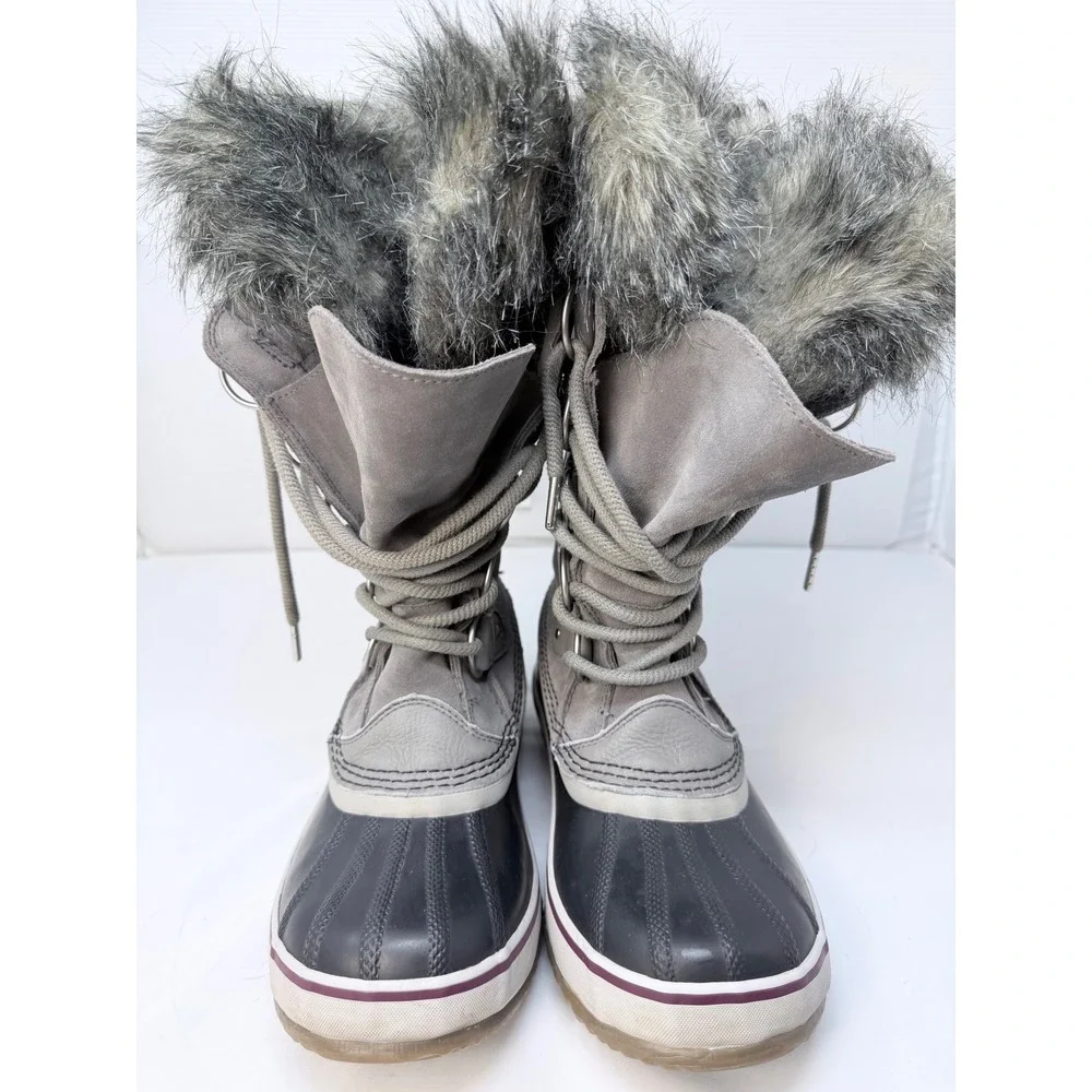 Sorel Joan of Arctic Quarry Grey Waterproof Faux Fur Snow Boots Womens